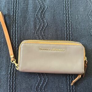 Dooney & Bourke Gray and Tan Leather Wristlet